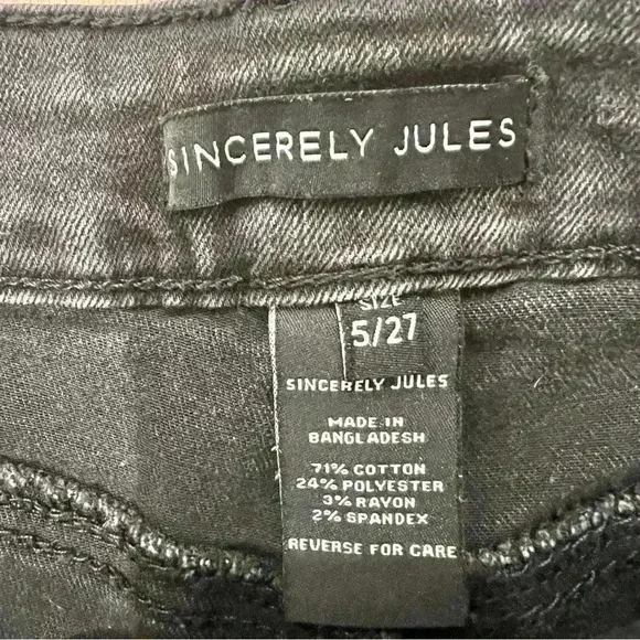 Sincerely Jules Womens Black Denim Cut Off High Waisted Shorts Size 5/27 - Picture 6 of 7